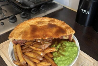 Thumbnail for Corned Beef Pie With Chips And Mushy Peas With Gravy