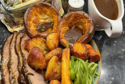Thumbnail for Slow cooked Beef brisket(so tender) with garlic & thyme roast tats & homemade Yorkshire puds