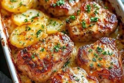 Thumbnail for Baked Pork Chops & Potatoes Gratin