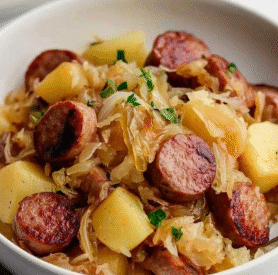 Thumbnail for Hungarian Sausage, Sauerkraut, and Potatoes