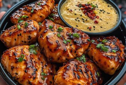Thumbnail for Teriyaki Glazed Salmon Nuggets with Pineapple Chili Dip 