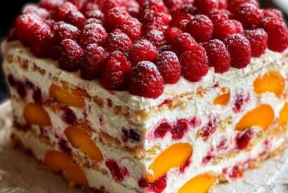 Thumbnail for  Peach & Raspberry No-Bake Refrigerator Cake