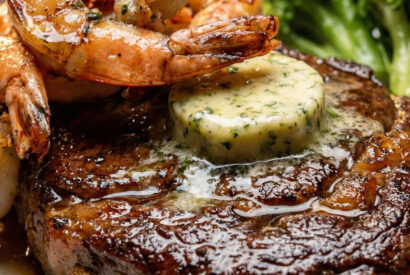 Thumbnail for Surf & Turf Steak with Garlic Herb Butter & Grilled Shrimp