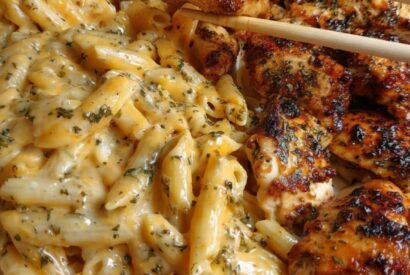 Thumbnail for Garlic Butter Chicken Penne in Creamy Alfredo Cheese Sauce