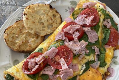 Thumbnail for Loaded Ham, Cheese, Spinach And Tomato Omelette